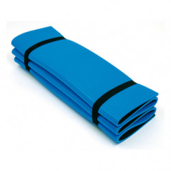 Stuoia tappetino fitness palestra 150x70x1 blu pieghevole con elastici