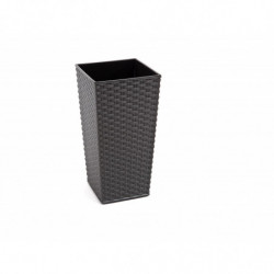 Vaso colonna in plastica effetto rattan Nero antracite