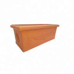 Fioriera rettangolare in plastica con festoni colore Terracotta