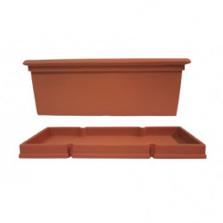 Vaso balconetta in plastica terracotta con sottovaso