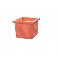 Vaso quadro in plastica finitura millerighe colore terracotta