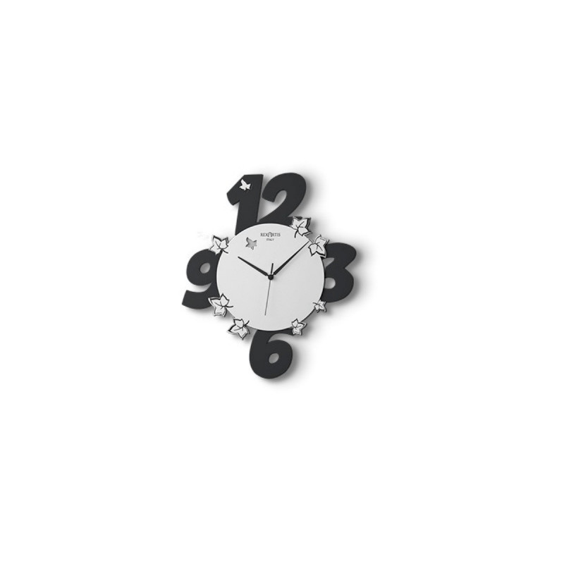 Orologio da parete colore nero con foglie