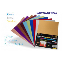 10 cartoncini A4 autoadesivi, 190 g, effetto glitter, vari colori