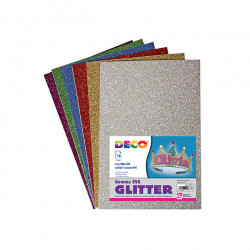 10 fogli di gomma crepla, misura 30x20 cm, finitura glitterata colori assortiti