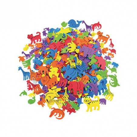 Formine animali in gomma crepla pre-adesive, colori assortiti, misure tra i 2 e i 5 cm- kit da 500 pz