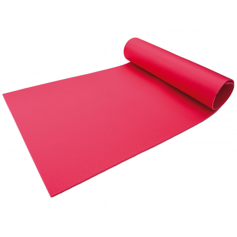 Tappetino ginnastica in espanso arrotolabile rosso, goffrato su un lato
