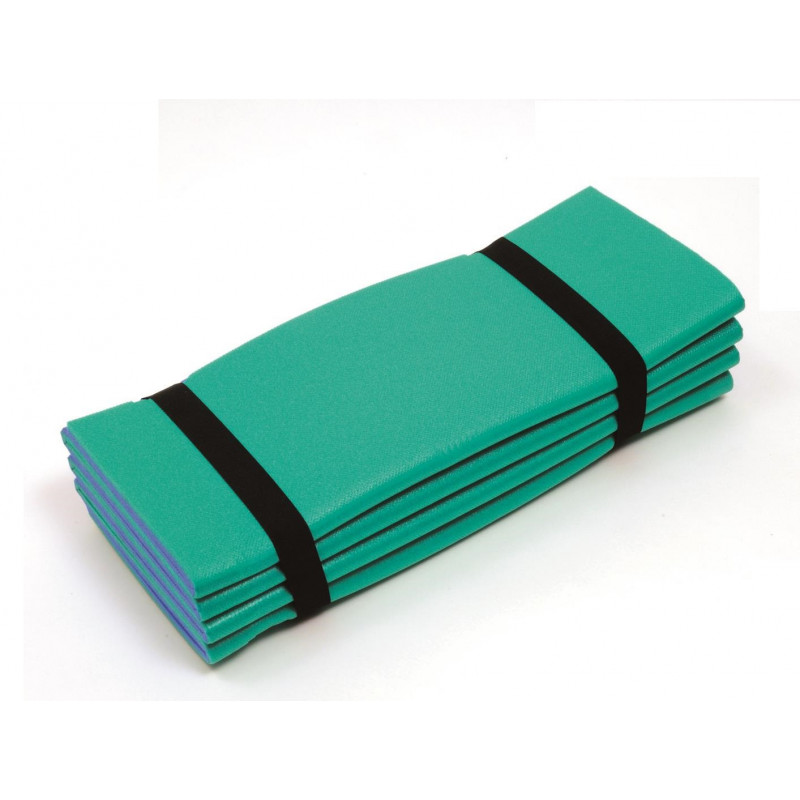 Tappetino da palestra pieghevole con elastici cm 180x55x1.2 azzurro-verde