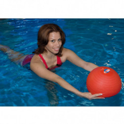 esercizi di pilates in piscina utilizzando la palla